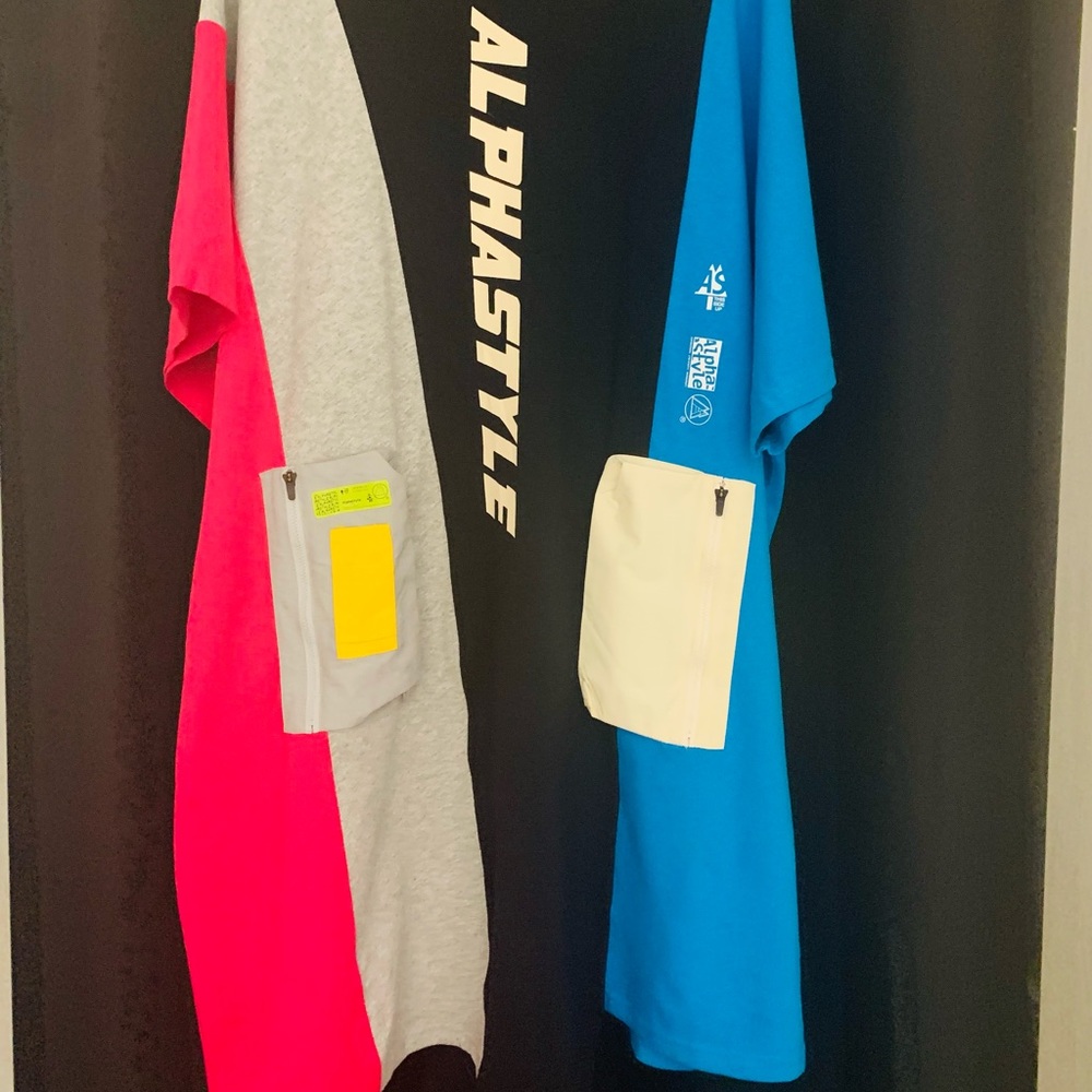 ALPHASTYLE COLOR BLOCK OVERSIZED SHIRT 100% cotton